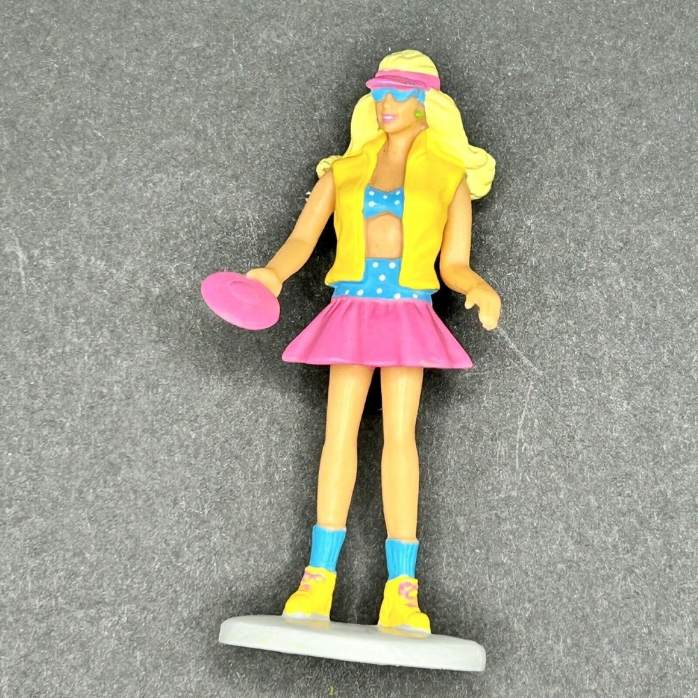 Vintage Barbie Bikini Frisbee 3" PVC figure Figurine Cake Topper Applause 1990